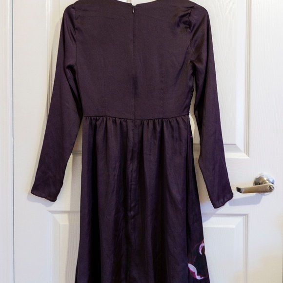 Dark Purple Orchid Floral Wrap Dress - Picture 5 of 7